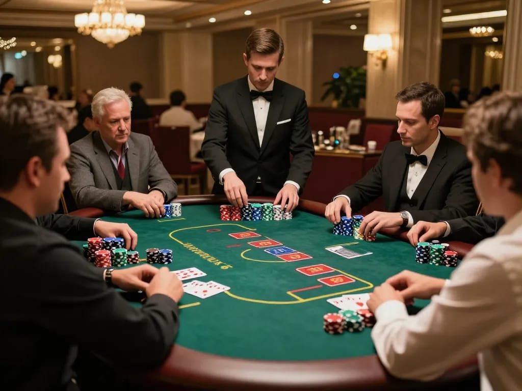Intense poker action at 58win, showcasing players strategizing their bets with colorful chips.