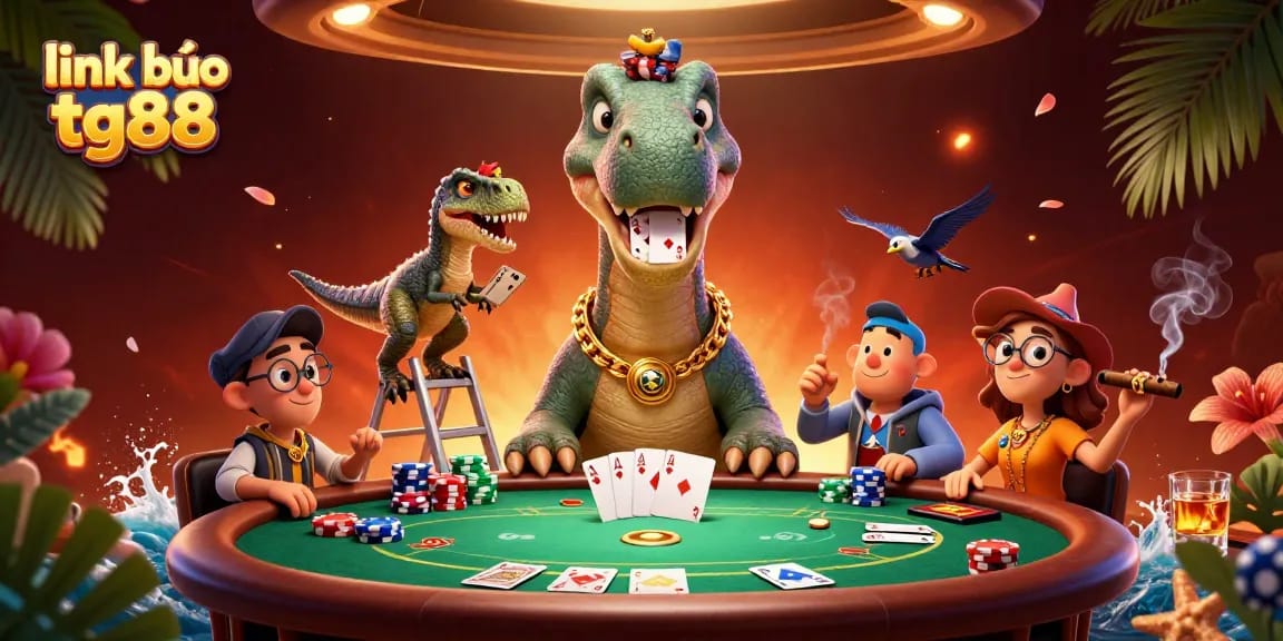 Experience the thrill of link vào tg88 with this engaging poker-themed casino illustration.