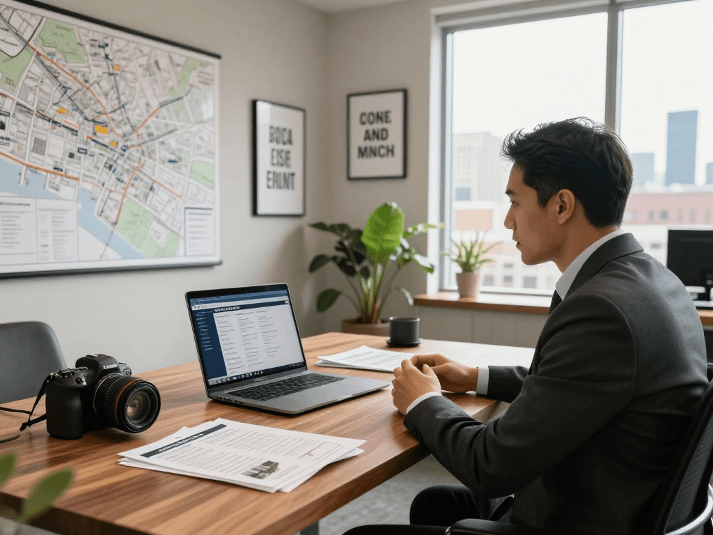 IDXSTAR property management consultation in a modern real estate office.