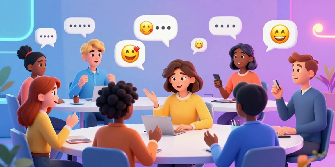 Engaging animated avatars in spicy chat conversation showcasing lively emojis and fun interactions.