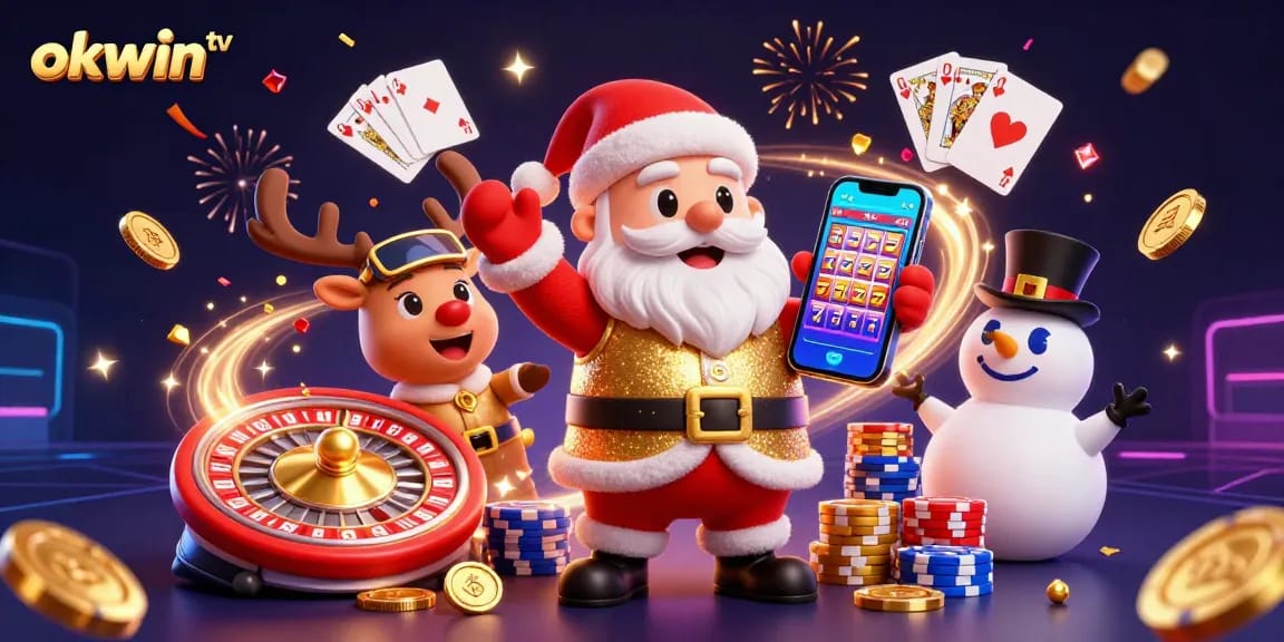 Experience exciting gaming fun with okwin tv showcasing festive casino elements and vibrant colors.
