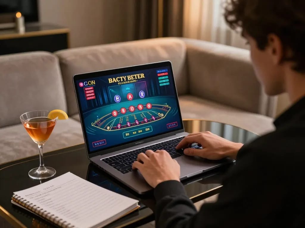Engaged player at home enjoying SC88 live Baccarat, showcasing strategic gaming experience