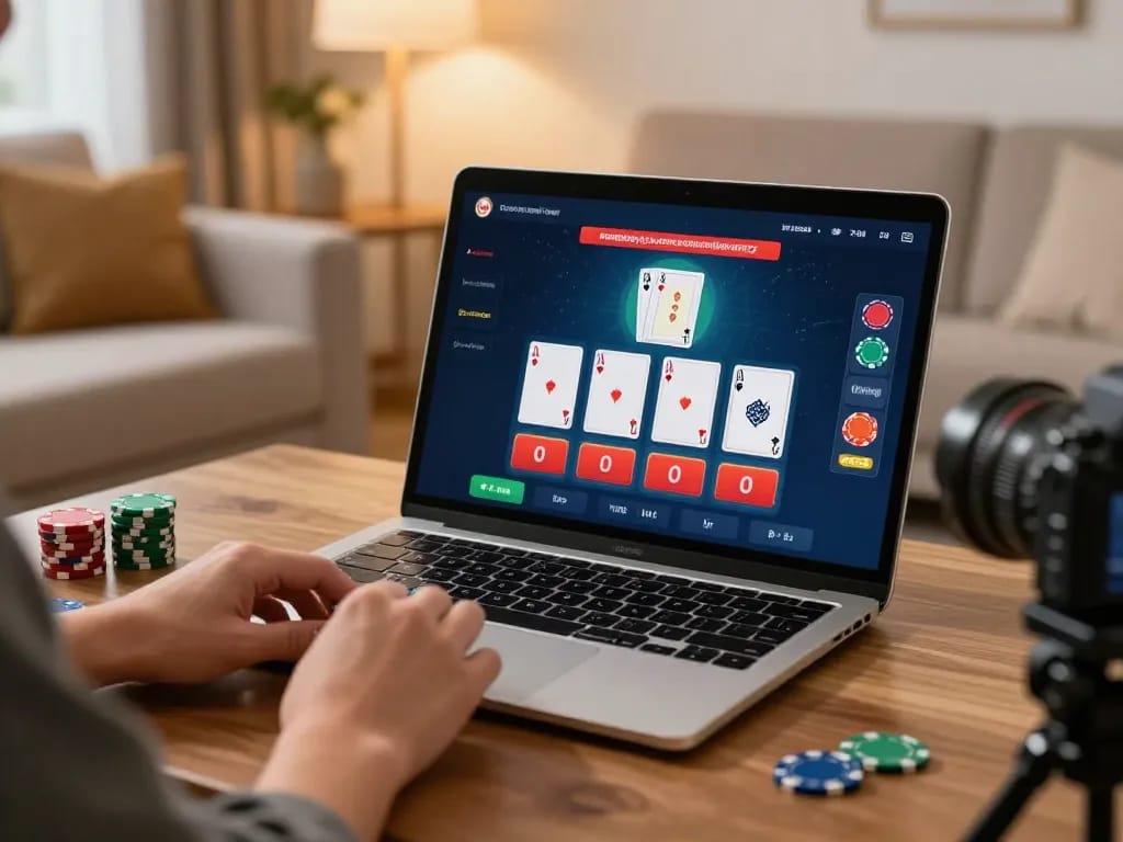 Player placing a bet in u888 blackjack game from the comfort of home.