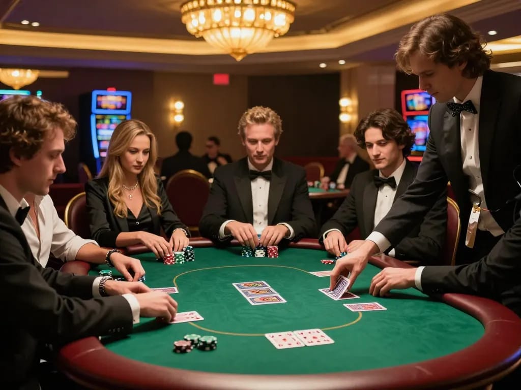 Experience the thrill of vb88 at a high-stakes poker game with players focused on winning strategies and strategic gameplay.