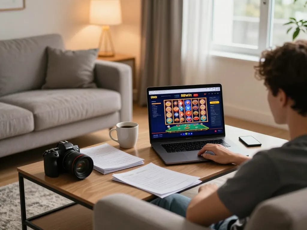 Play online games at 98win from the comfort of home on a laptop.