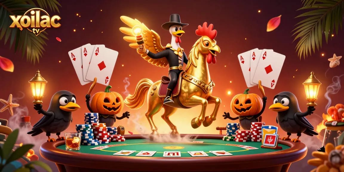 Engage in exciting gambling with xoilac tv showcasing vibrant casino elements and characters.