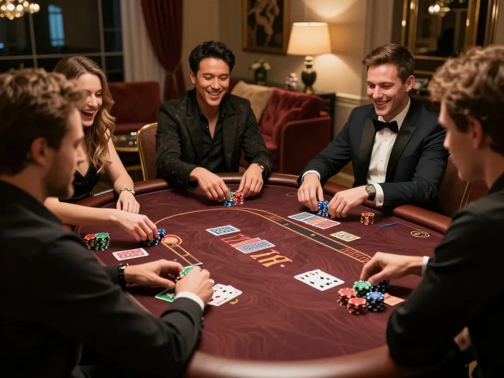 Players using strategic techniques in a poker game with Pragmaticplay features, showcasing competitive spirit.