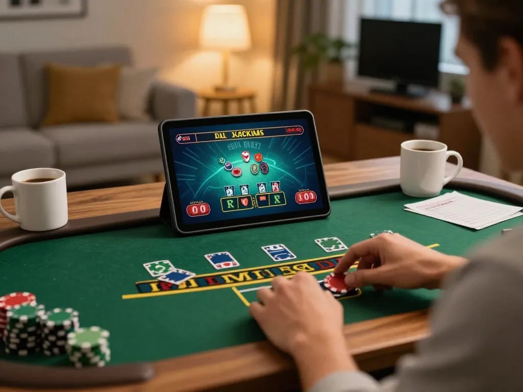 Engaged in live dealer blackjack, this scene highlights nhà cái uy tín with responsible betting practices.