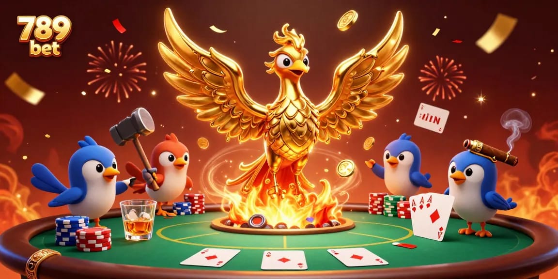 Experience thrilling gameplay with the golden phoenix at 789 bet amidst vibrant casino elements.