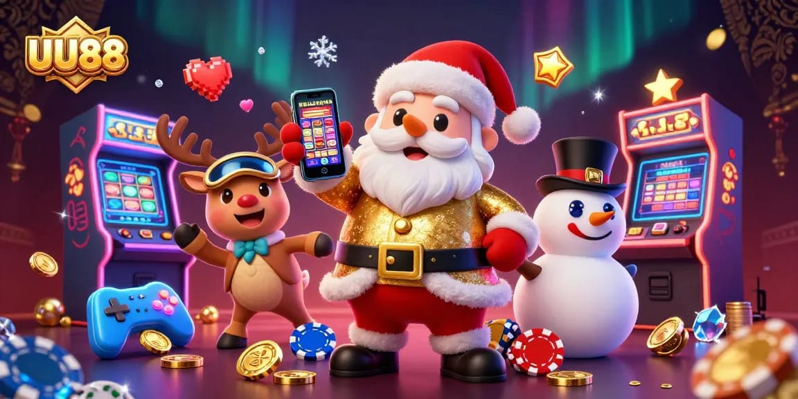 UU88 winning strategies showcased in a festive casino scene with animated characters.