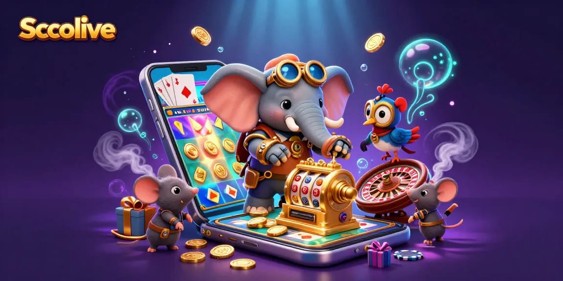 Socolive engages players with steampunk element and animated casino game activities including slot machines and poker.