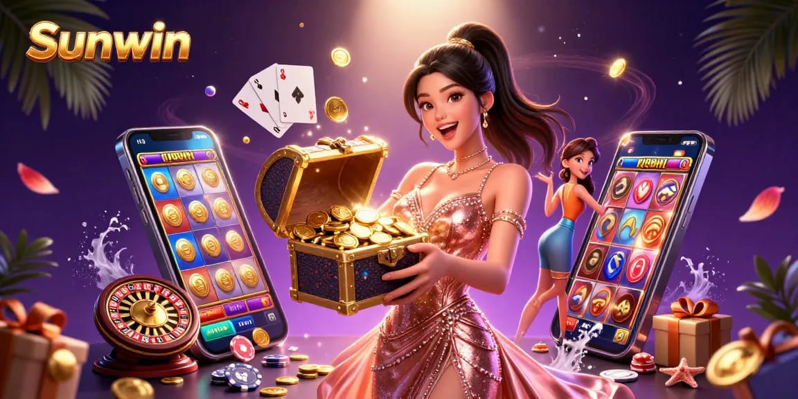 Experience the thrill of gaming at Sunwin with treasure chests overflowing with gold and gems.