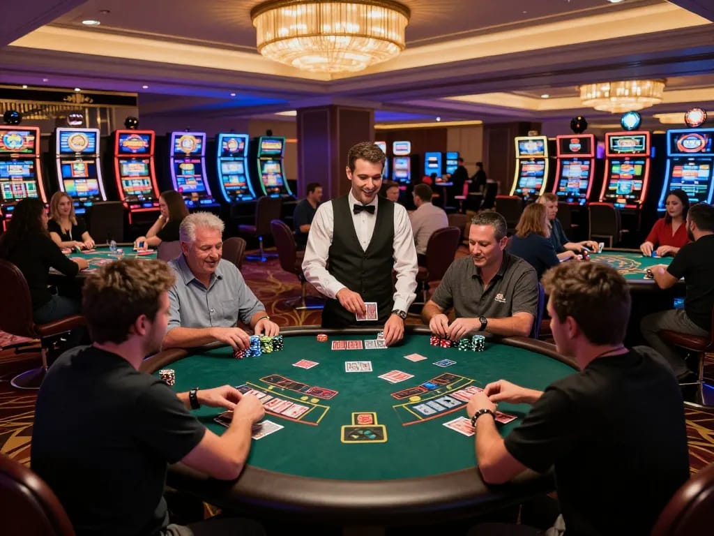 Players enjoy strategic gameplay at KO66 casino, betting at baccarat tables under elegant lighting.