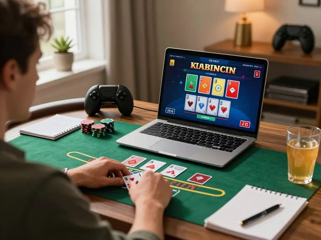 MM88 gameplay scene showcasing a player engaged in online blackjack with stylish decor and ambient lighting.