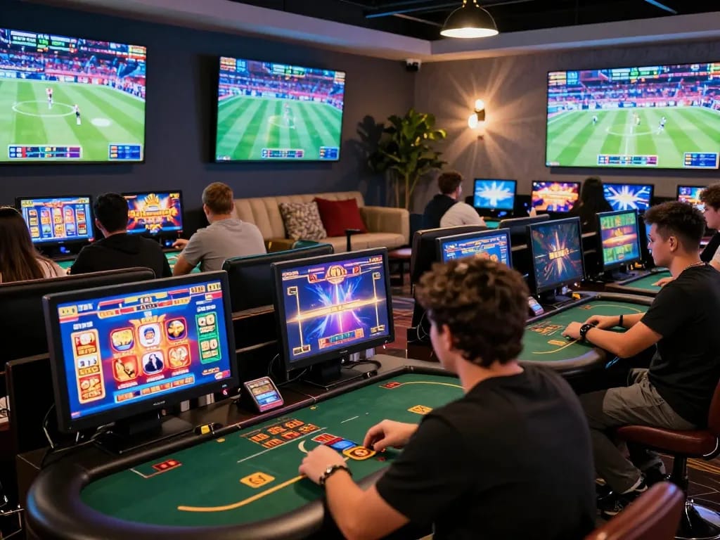 Exciting players exploring interactive games on trang chủ 789P, a premier online gambling platform.
