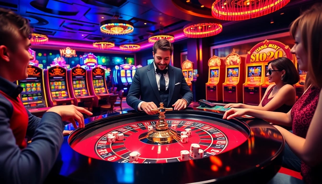 SHBET lừa đảo không: gamblers engaged in a thrilling roulette game in a luxurious casino.