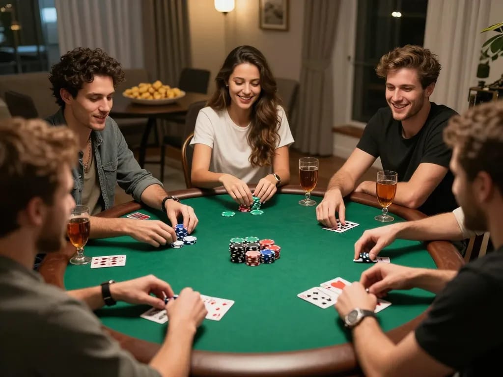 Players enjoy a friendly poker game night, highlighting SC88 strategies for fun and wins.