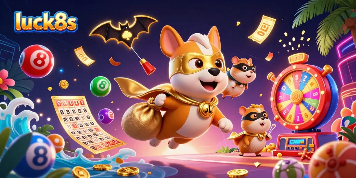 Engage with luck8s and win big in a dynamic online casino scene featuring a superhero dog!