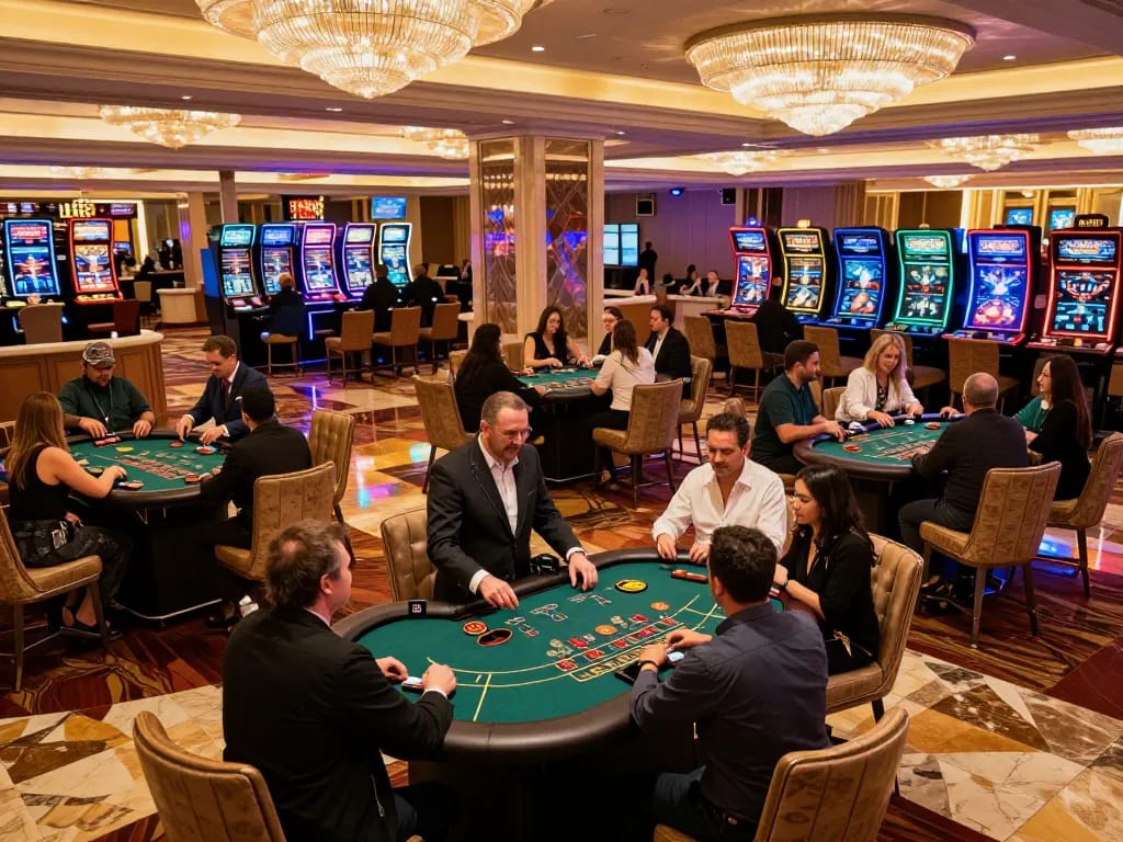 B52club offers an exciting casino experience with players engaged at blackjack tables in a vibrant setting