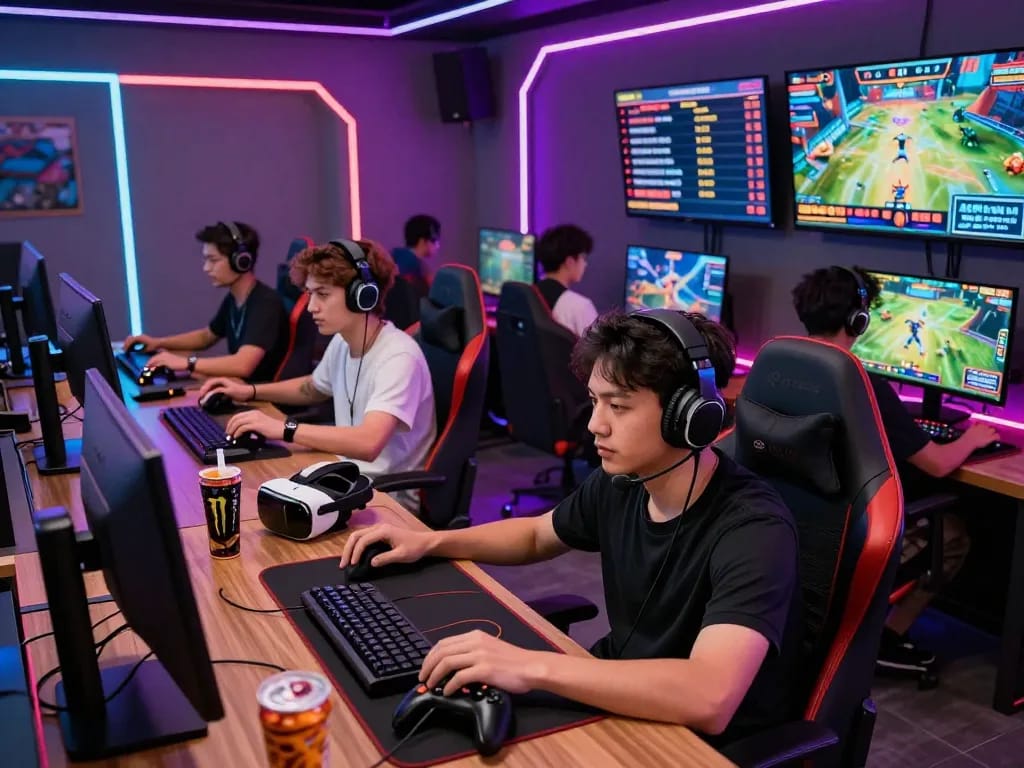 Dynamic online gaming scene showcasing nhà cái gg88 with diverse players in an exciting gaming environment.