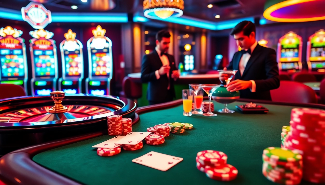 Experience excitement at GG88 with vibrant casino tables, poker chips, and slot machines.
