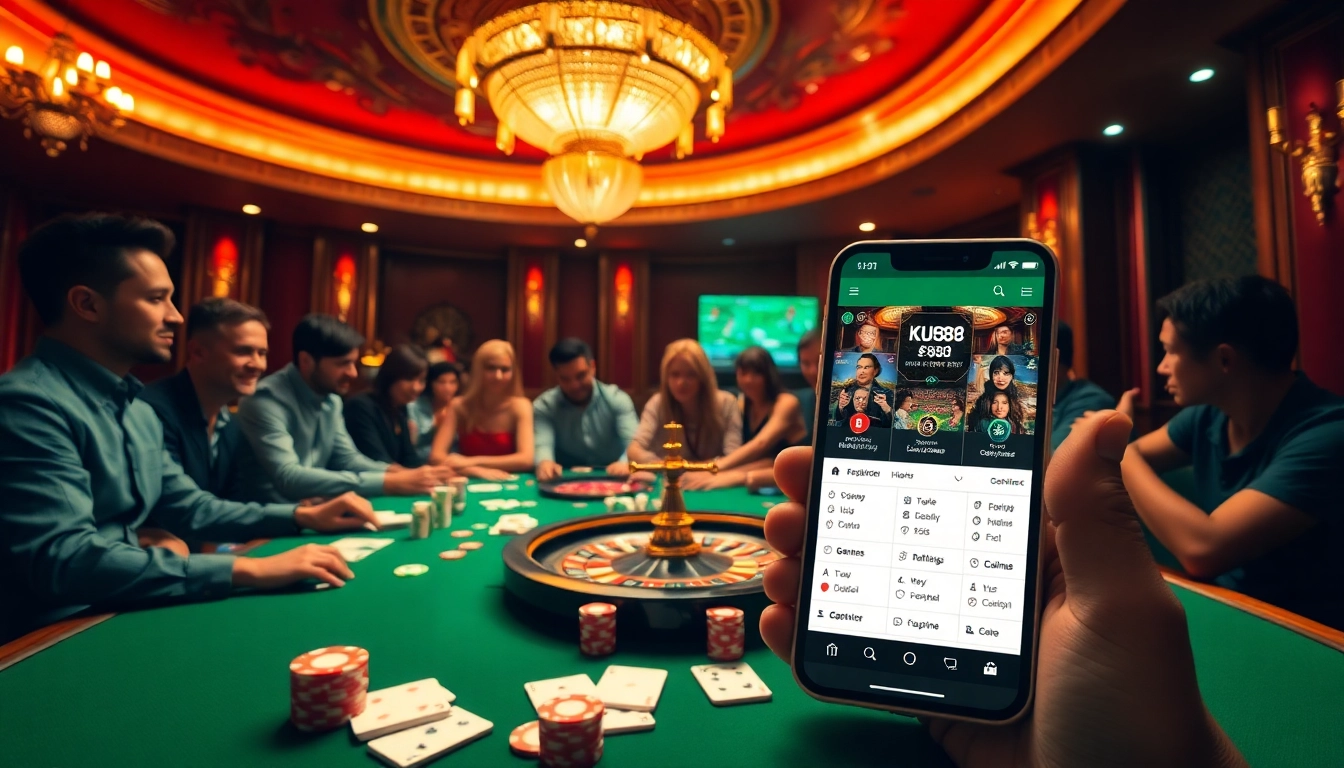 Experience the excitement of betting with App Ku88 at an elegant casino table.