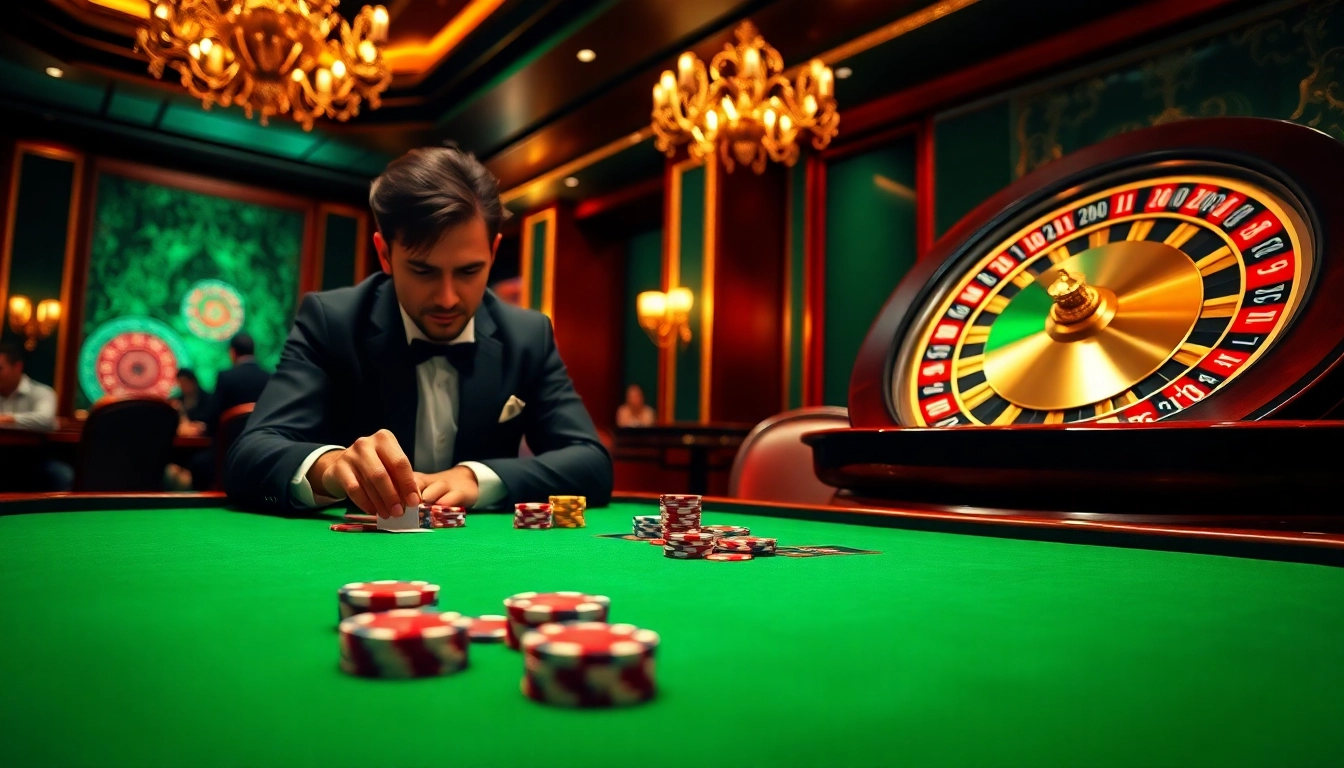 Experience thrilling gambling at https://zx88.buzz/ with glamorous casino visuals featuring poker chips and roulette.