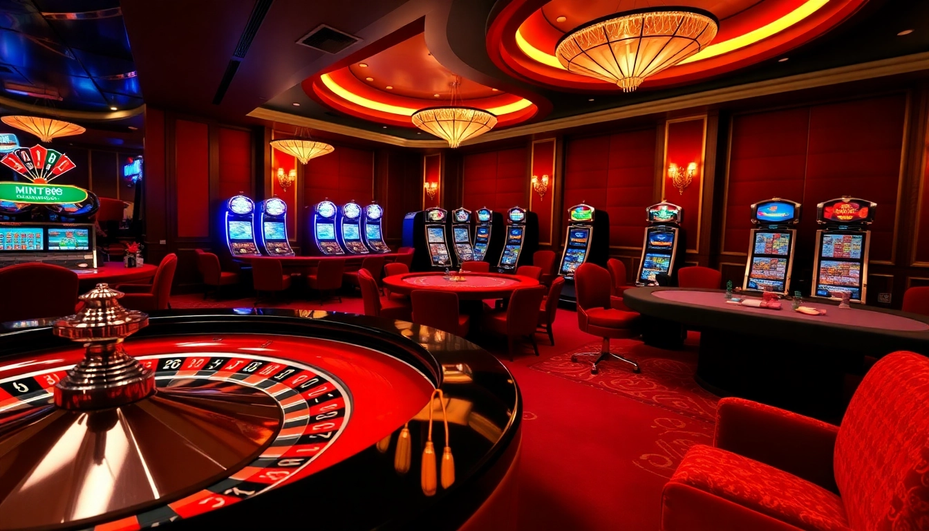 Enjoying a thrilling poker game at mint88 with vibrant chips and luxurious decor.