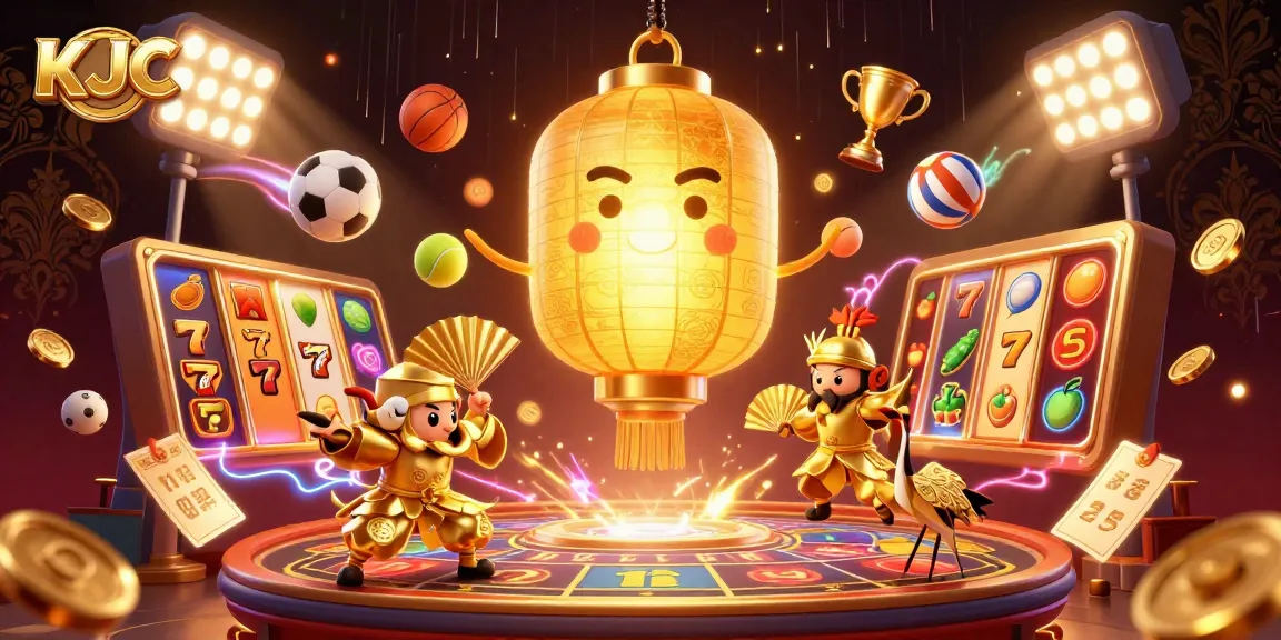 KJC brings an enchanting night market casino experience with dynamic slot reels and golden elements.