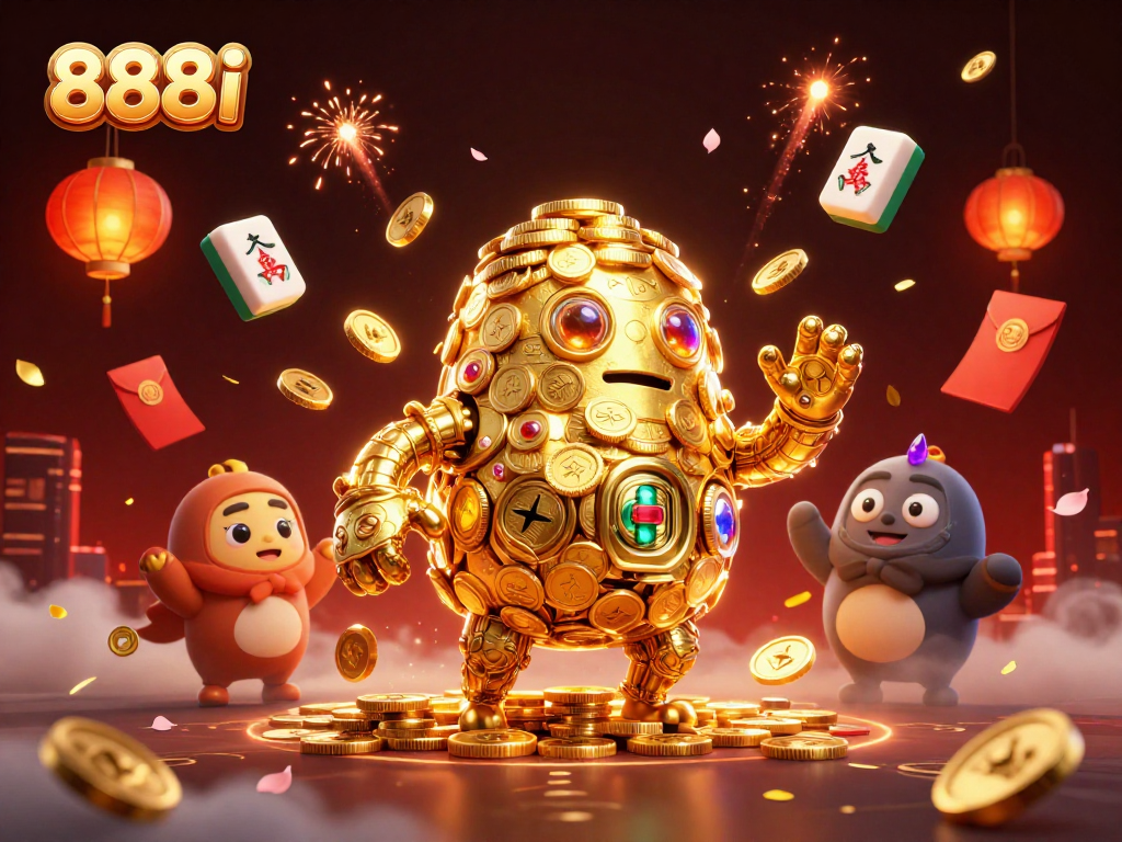 Experience thrilling gameplay and jackpots at 888i with this vibrant 3D casino scene