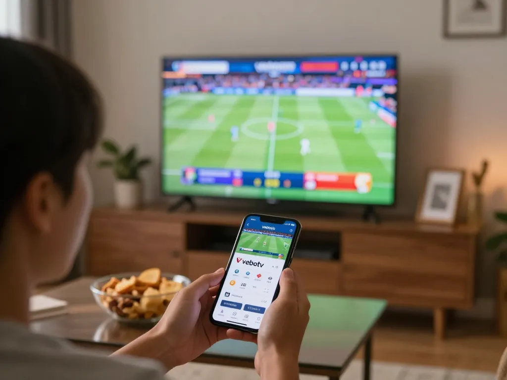 Engaging moment with vebotv app used for live sports betting during a match