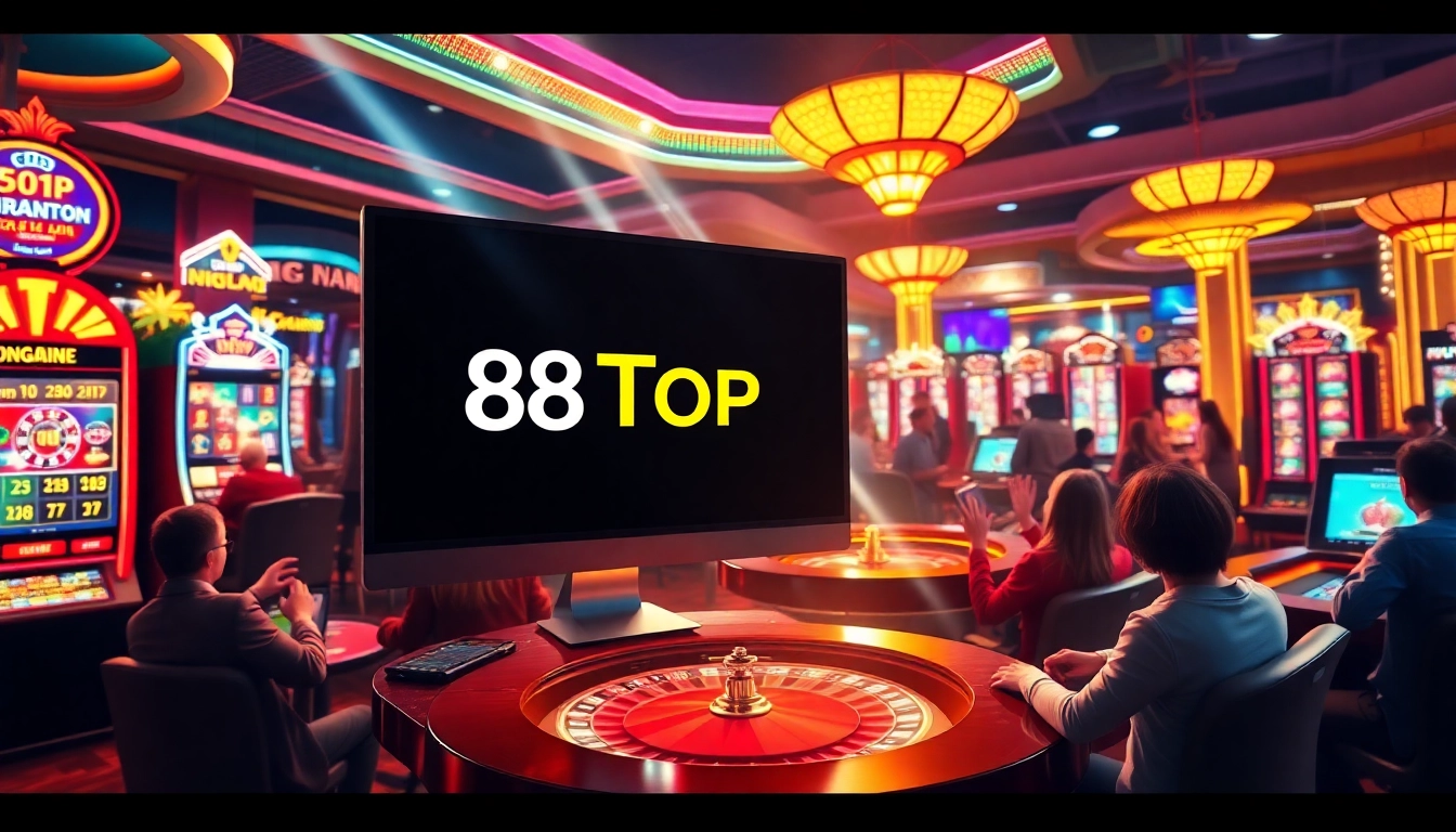 Engaging gaming scene featuring 888TOP online gaming experience with vibrant visuals and dynamic players.