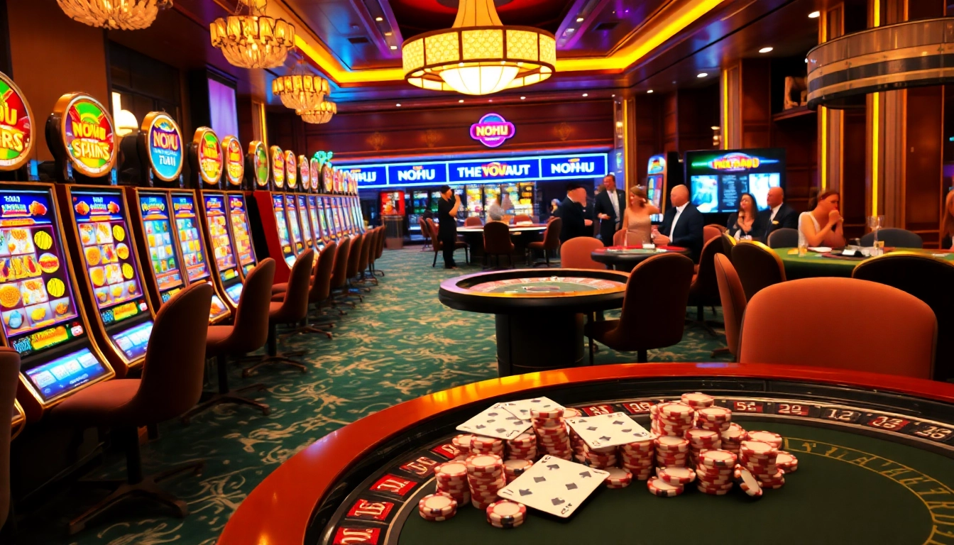 Experience the excitement of Nohu slot games with vibrant casino lights and thrilling gameplay.