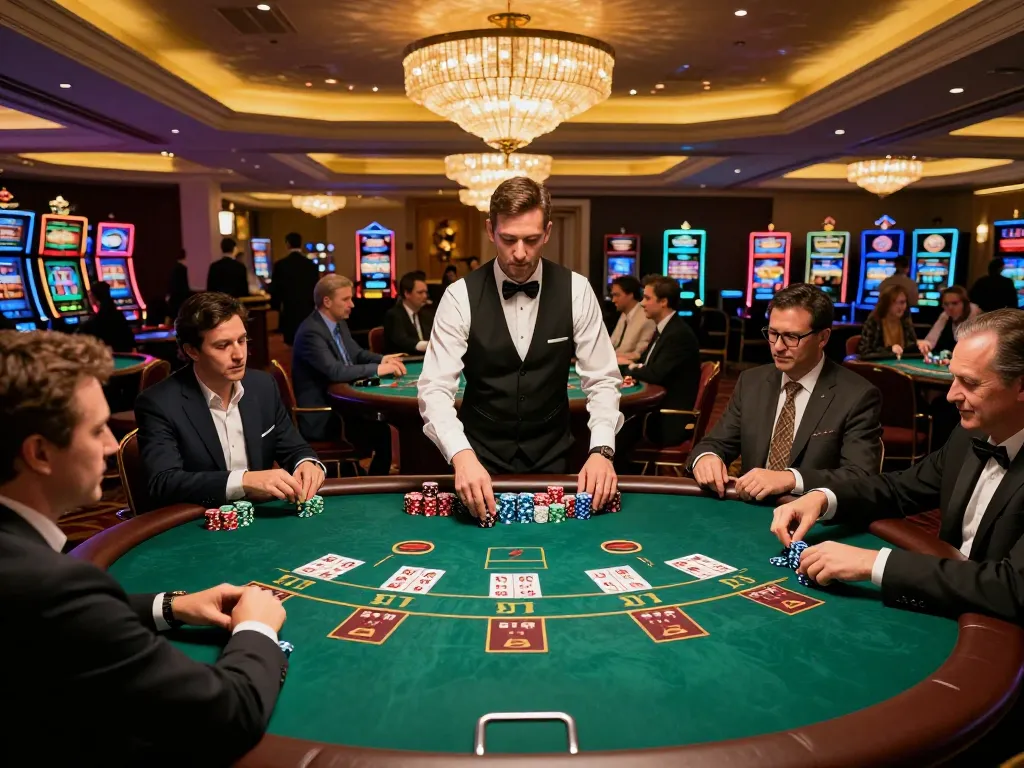 Players engaging in strategic baccarat gameplay at qq88's luxurious casino environment