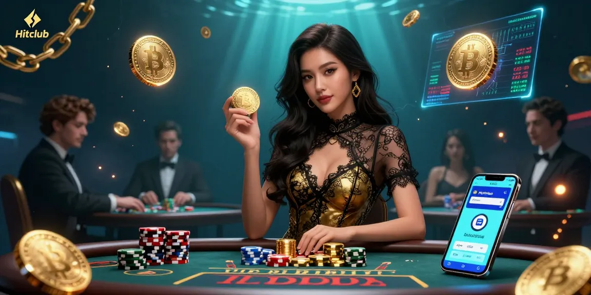 Hitclub offers engaging baccarat gameplay with golden casino chips and exclusive atmosphere.