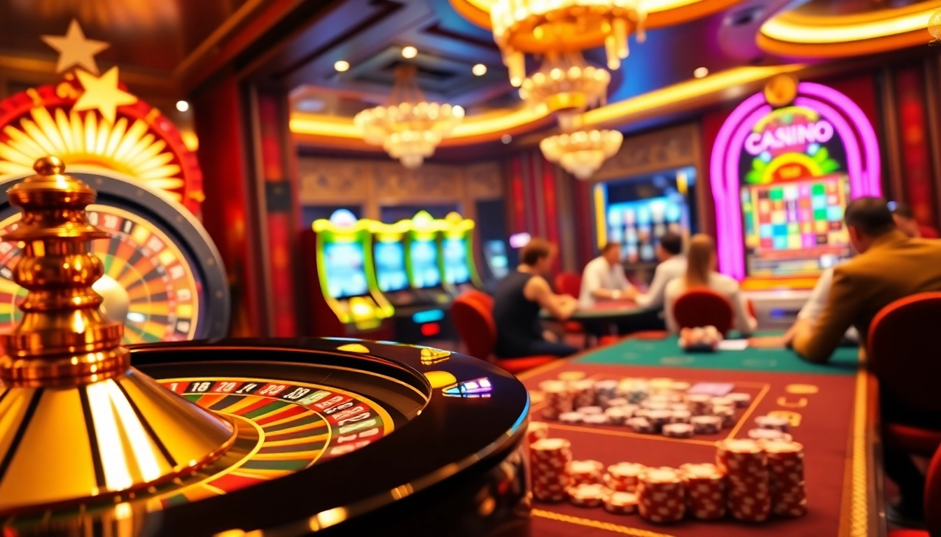 Active players enjoying the excitement of gambling at https://ps99seo.com/ casino tables with colorful chips and cards.
