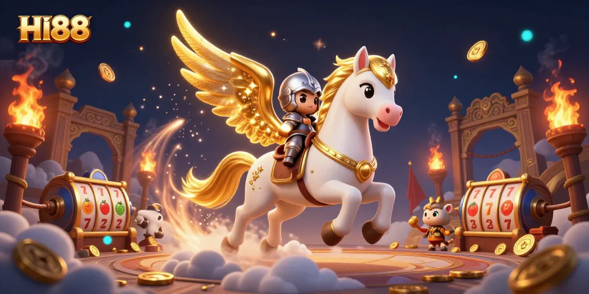Join the excitement at HI88, where the celestial horse and knight symbolize thrilling slots action.