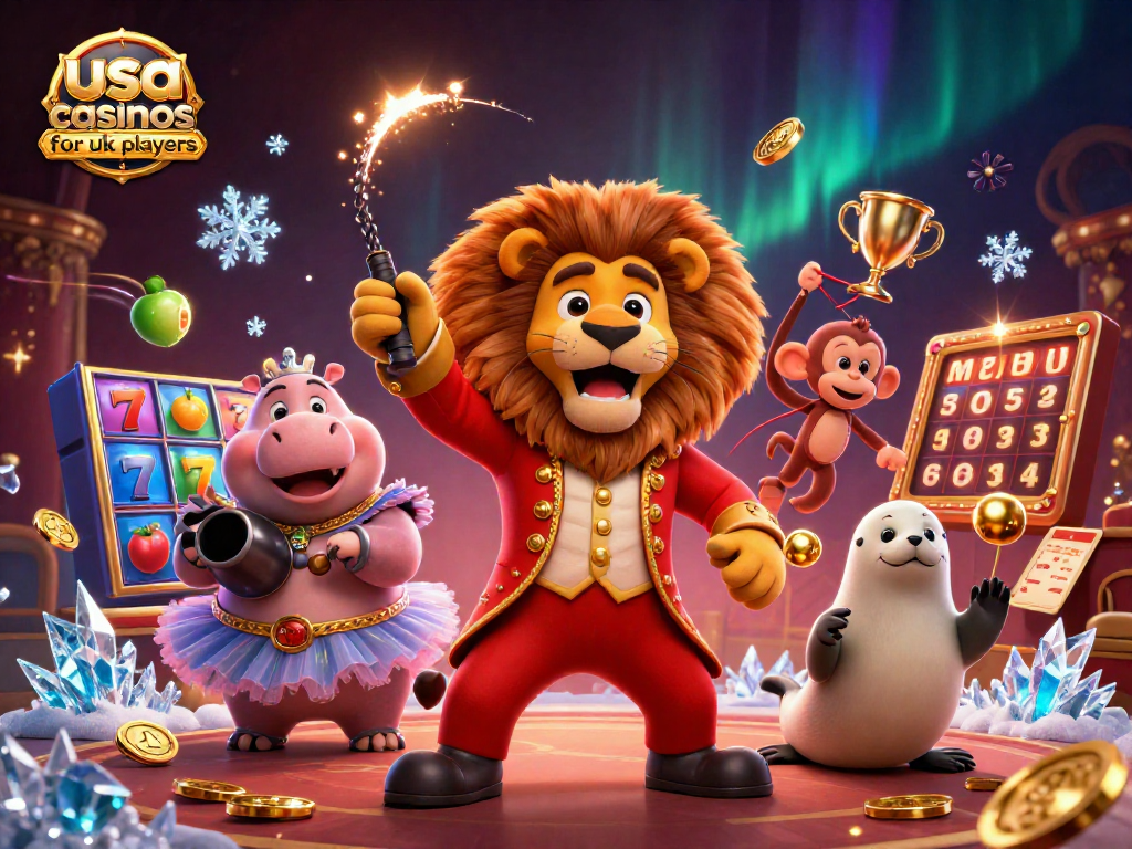 Experience excitement at usa casinos for uk players with vibrant characters and dynamic casino elements.