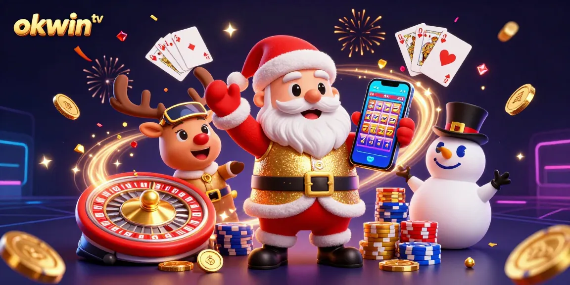 Experience exciting gaming fun with okwin tv showcasing festive casino elements and vibrant colors.