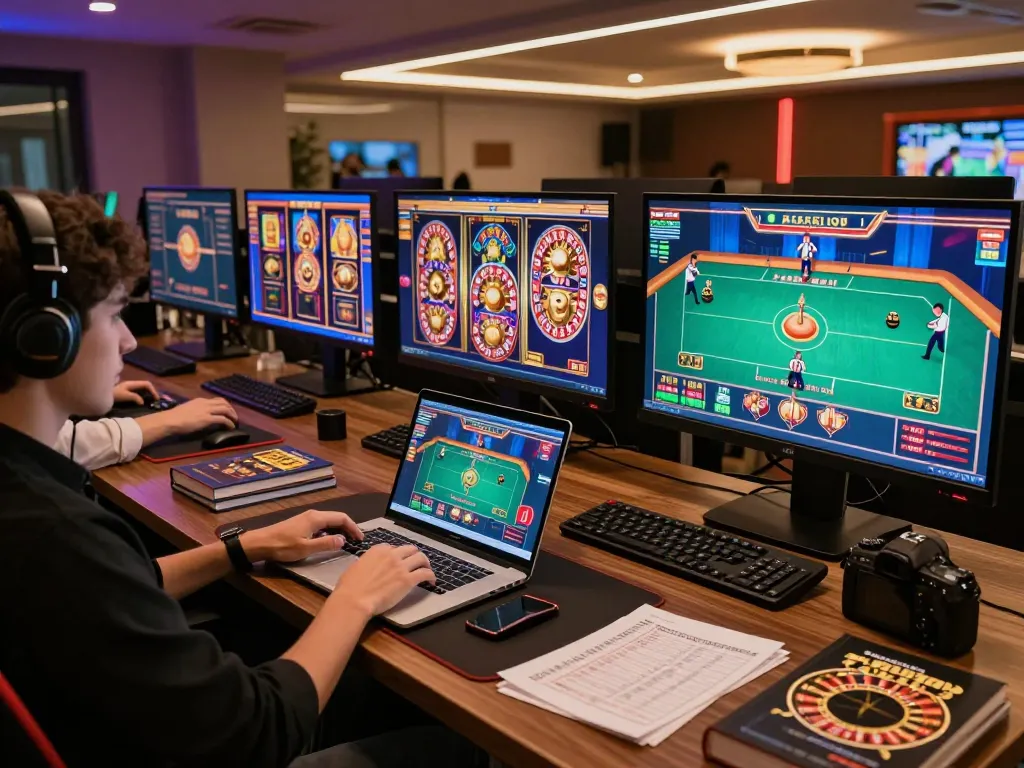 Nohu90 player engaged in online casino with live dealer roulette and poker, focused on gaming strategy.