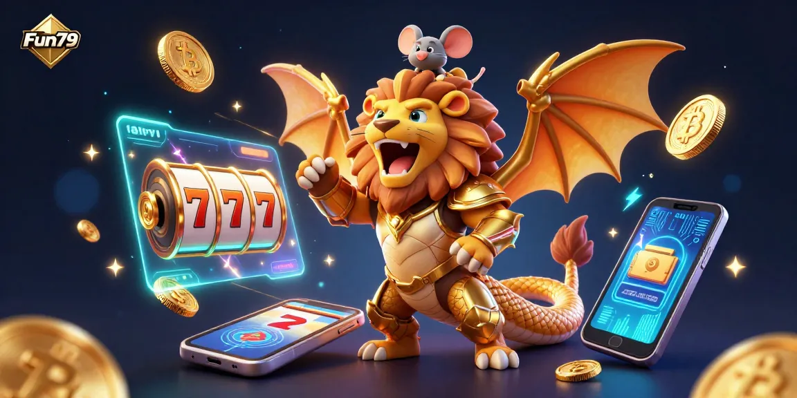 Experience the excitement of Fun79 with vibrant 3D casino elements and dynamic gameplay scenes.