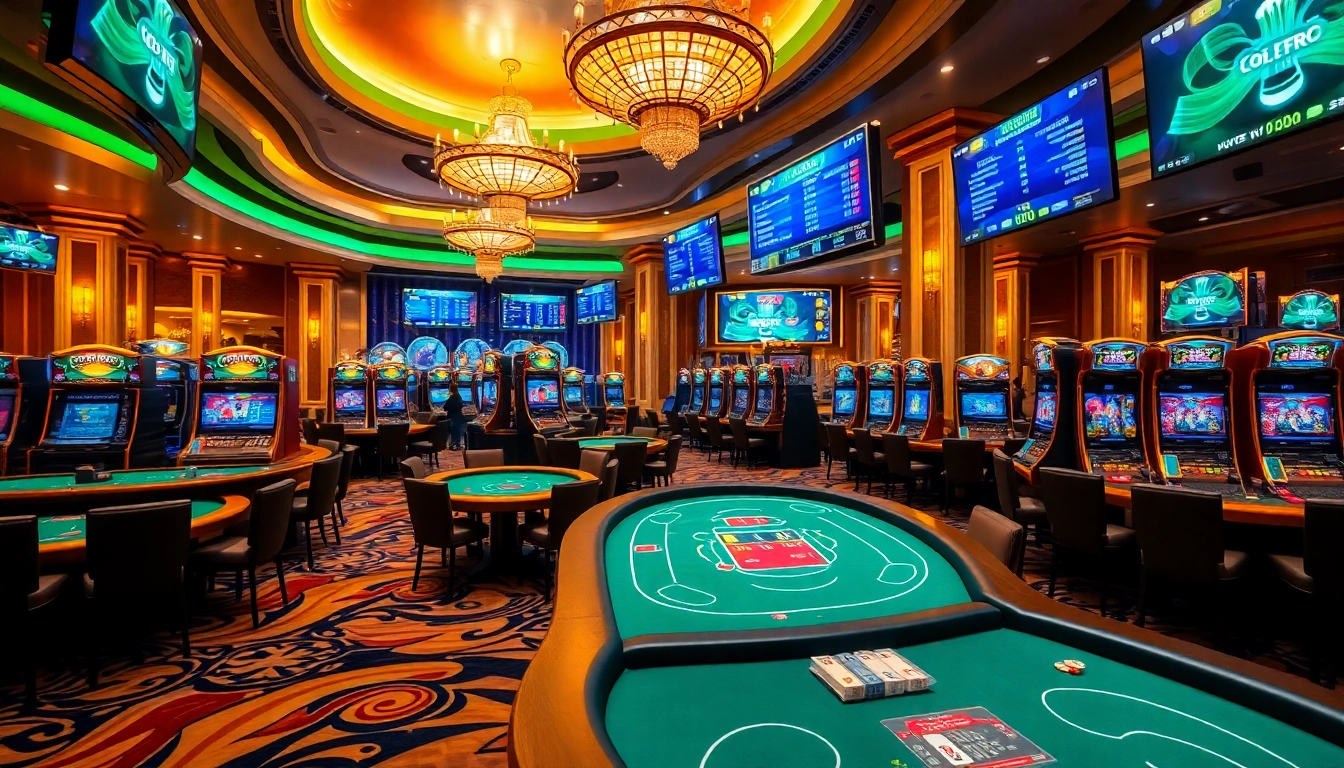 Experience the excitement of open88 with an engaging online gambling setup showcasing vibrant casino tables.