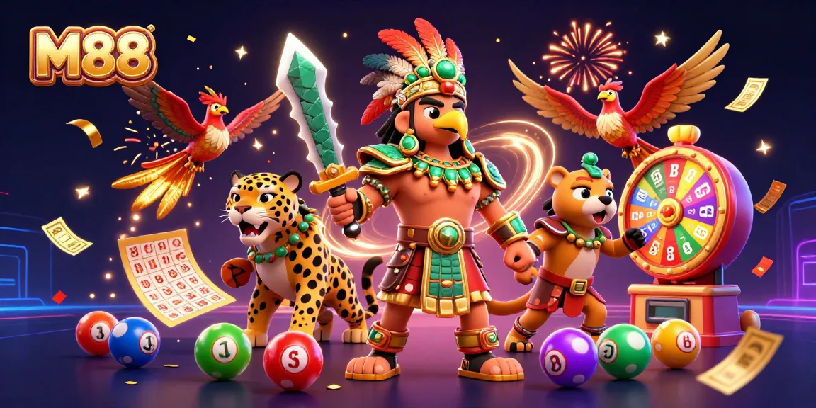 M88 unleashes colorful lottery excitement with bouncing balls, prize wheels, and festive energy.