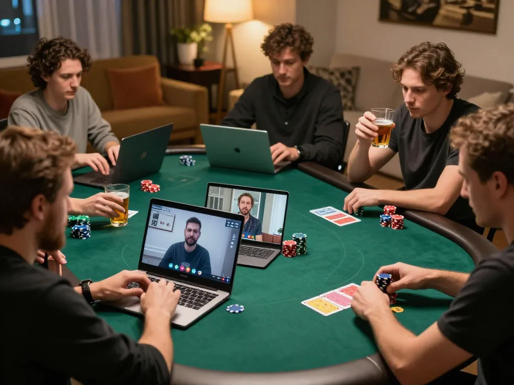 Online poker players engaged in gameplay at home using https://sin88.expert/ for strategic advantage