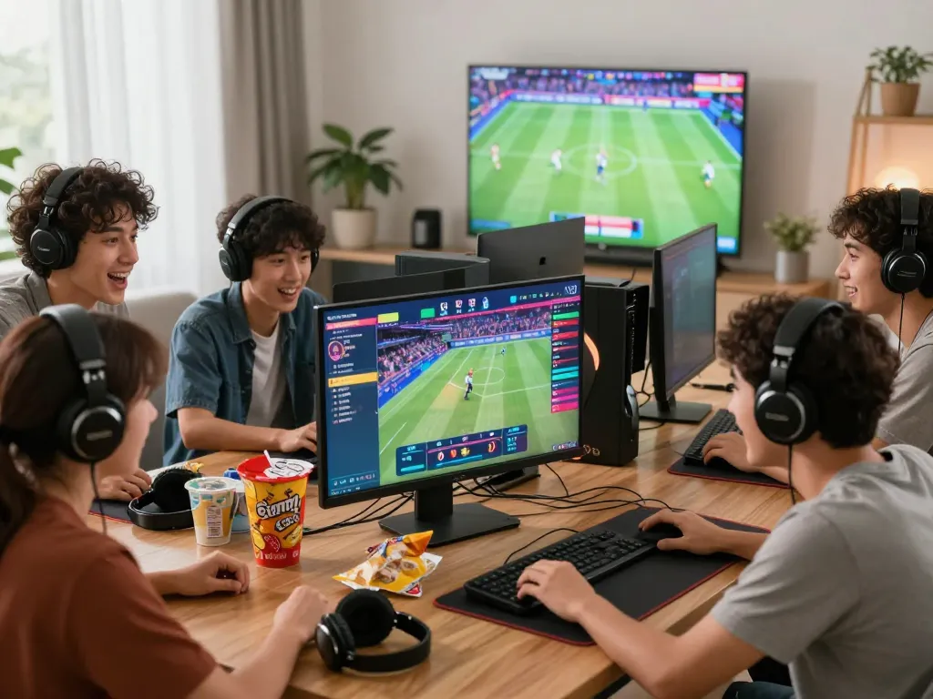 Players enjoying engaging jun888 gaming experience in a cozy setting with sports betting.