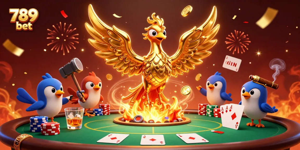 Experience thrilling gameplay with the golden phoenix at 789 bet amidst vibrant casino elements.