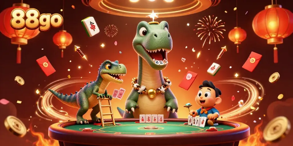 Experience thrilling gameplay with 88go's vibrant casino scene featuring colorful characters and festive celebration elements.