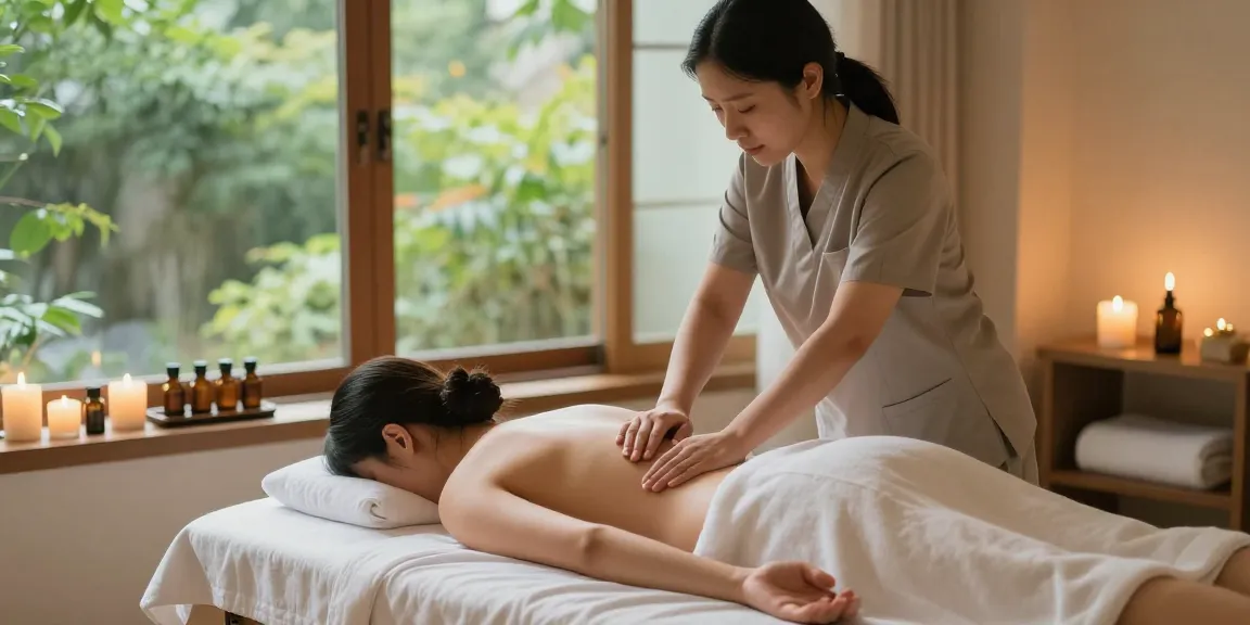 신림동출장마사지 therapy session in tranquil spa setting with soothing ambiance.