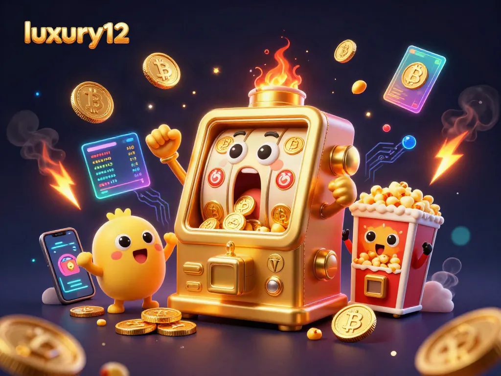 Win big with luxury12 as the golden slot machine celebrates a jackpot amidst glimmering coins!