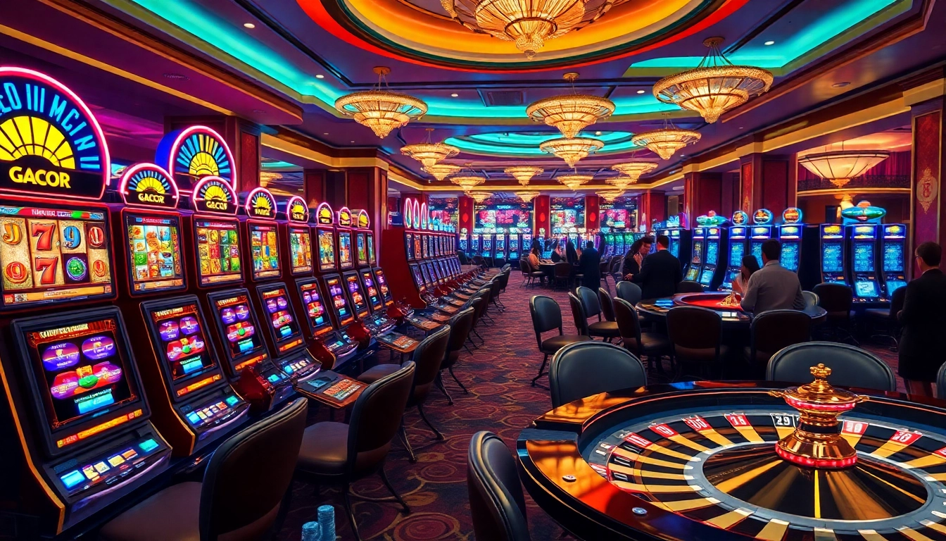 Experience the thrill of slot gacor at a luxury casino with vibrant machines and engaging players